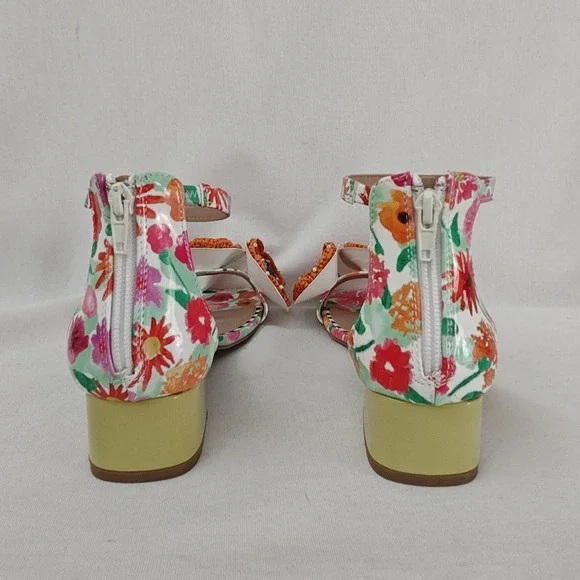 Betsey Johnson Floral Ankle-Strap Sandals with Orange Crochet Flowers - Picture 3 of 14